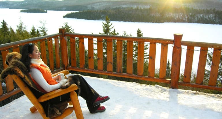 terrasse et lac hiver